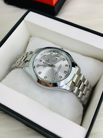 Rolex Pure Silver Stainless Steel Watch