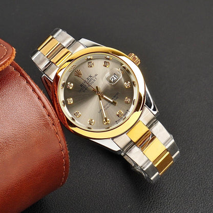 Rolex Golden Silver With Grey Dial