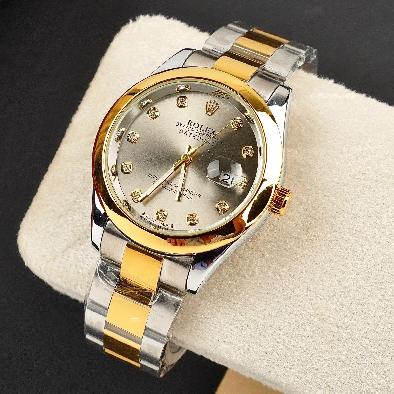 Rolex Golden Silver With Grey Dial