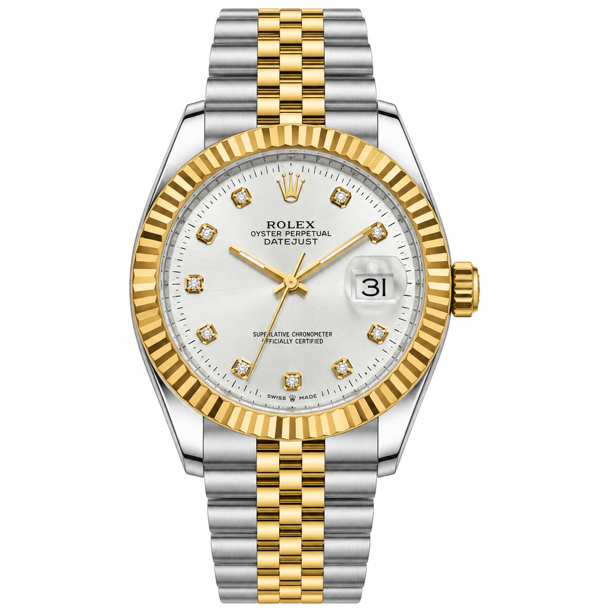 Men - Jubilee Chain - Date Only - Two Tone White