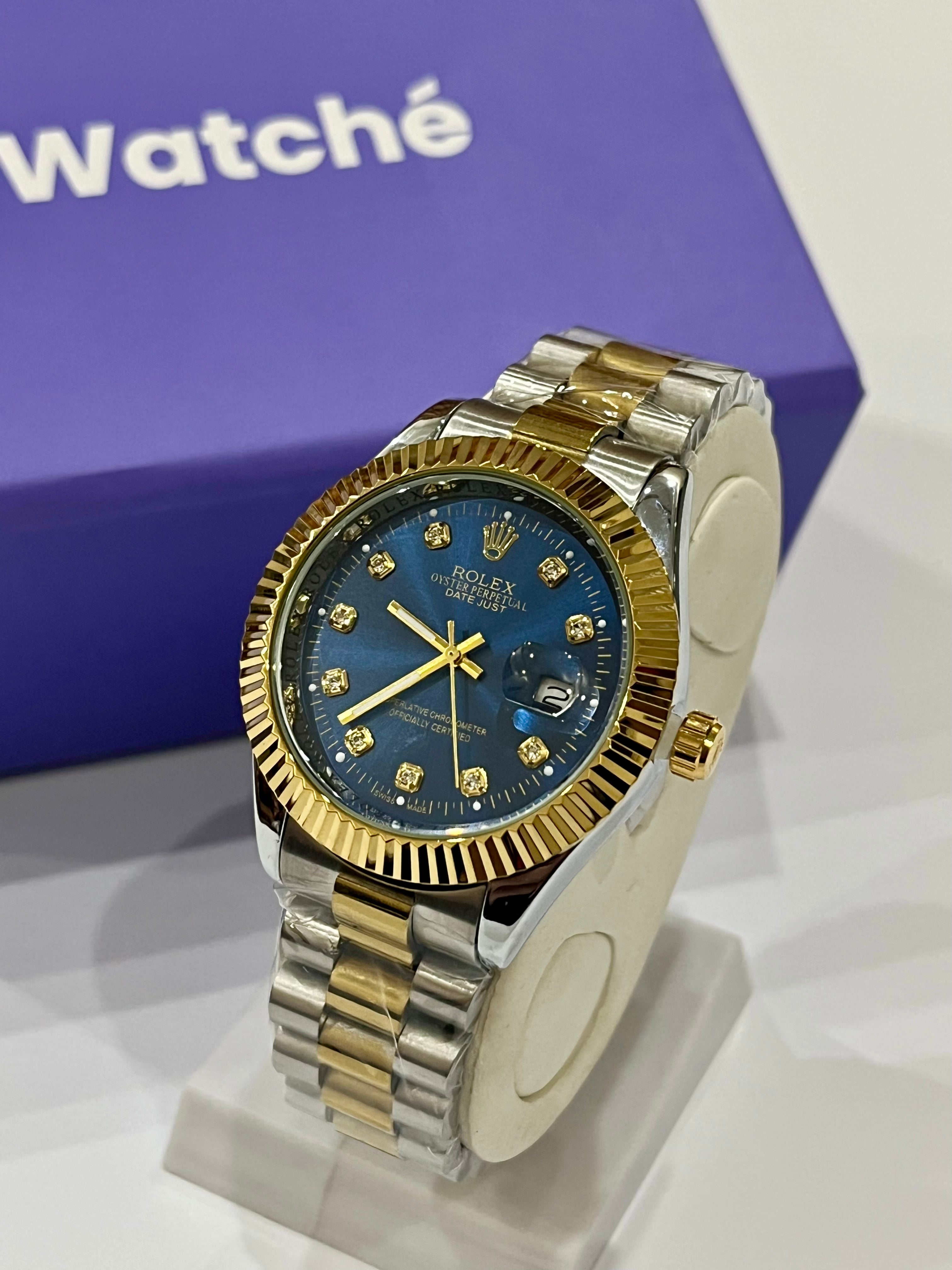 Rolex Golden Silver With Blue Dial GRR