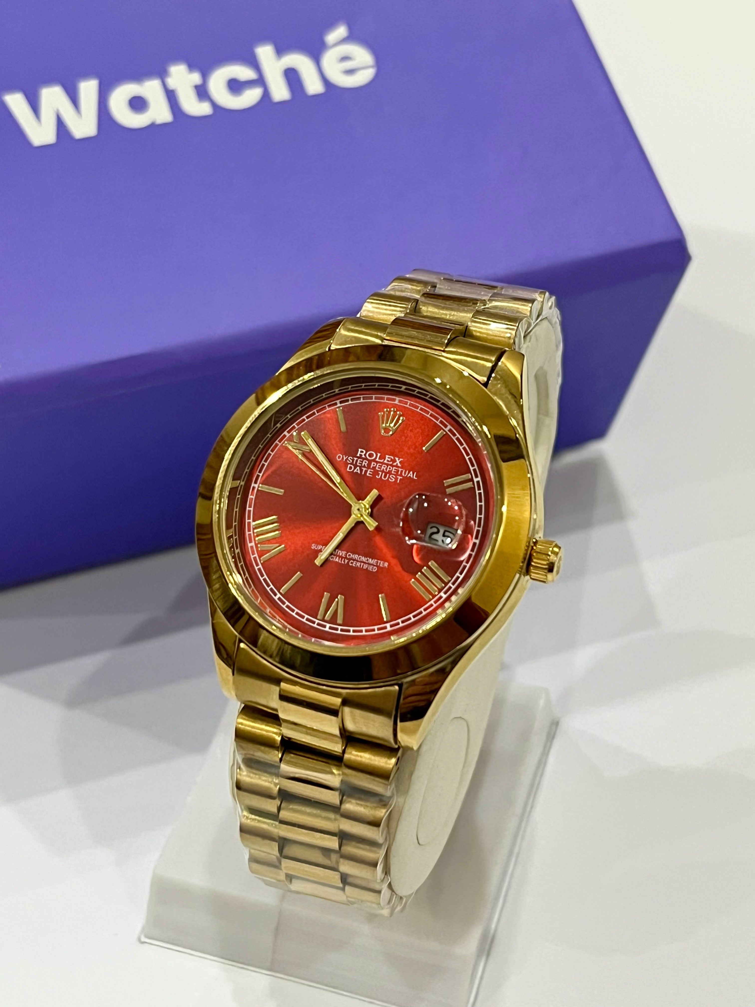 Rolex Pure Gold With Red Dial CL-NMB