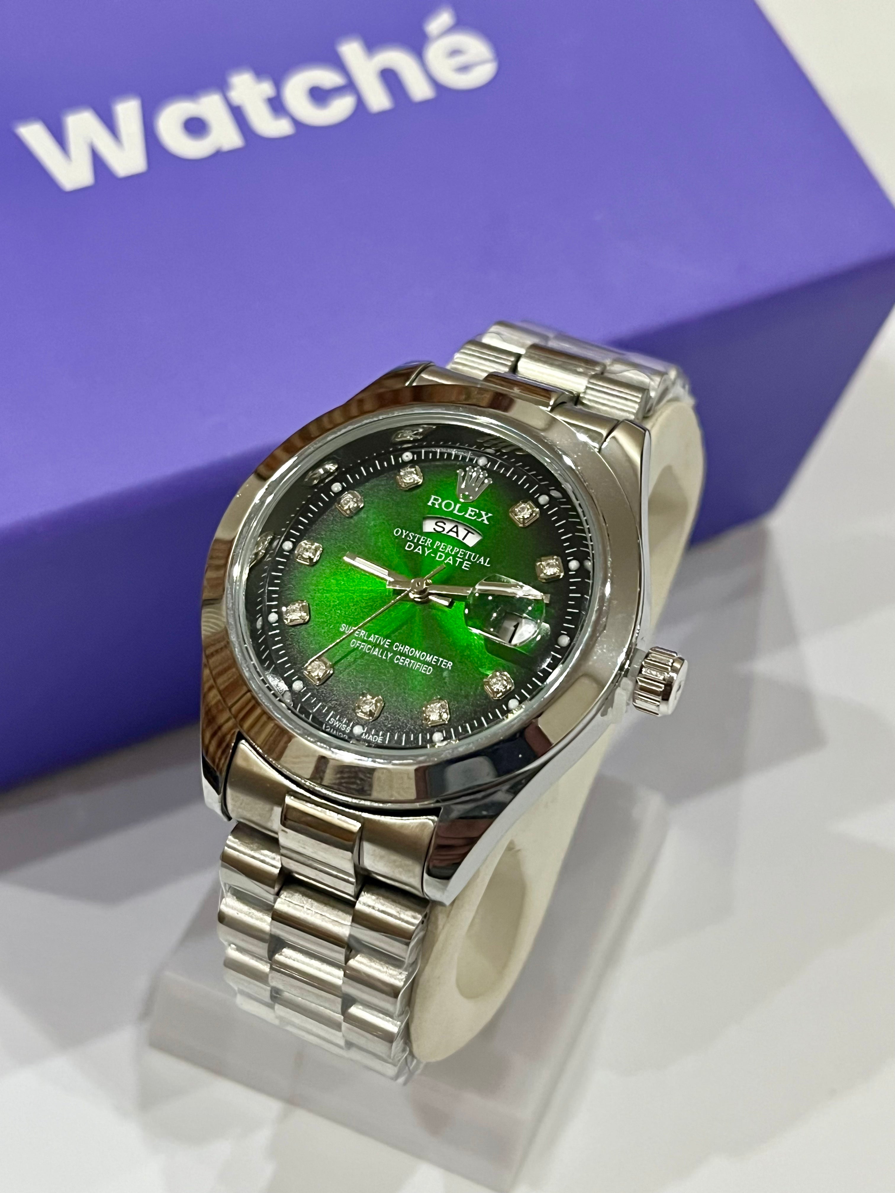 Rolex Day & Date - Silver With Green Dial