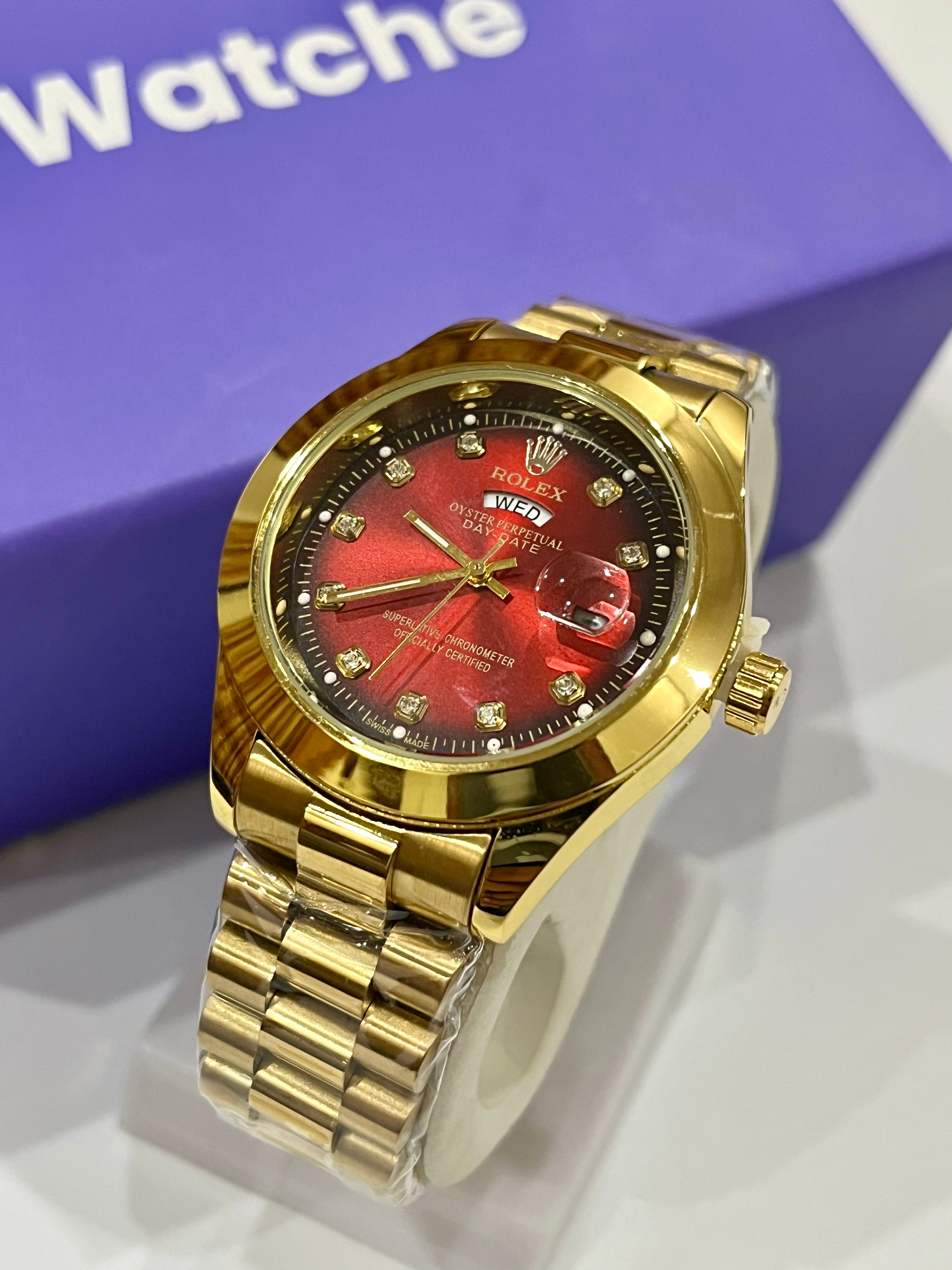 Rolex Day & Date - Golden With Red Dial