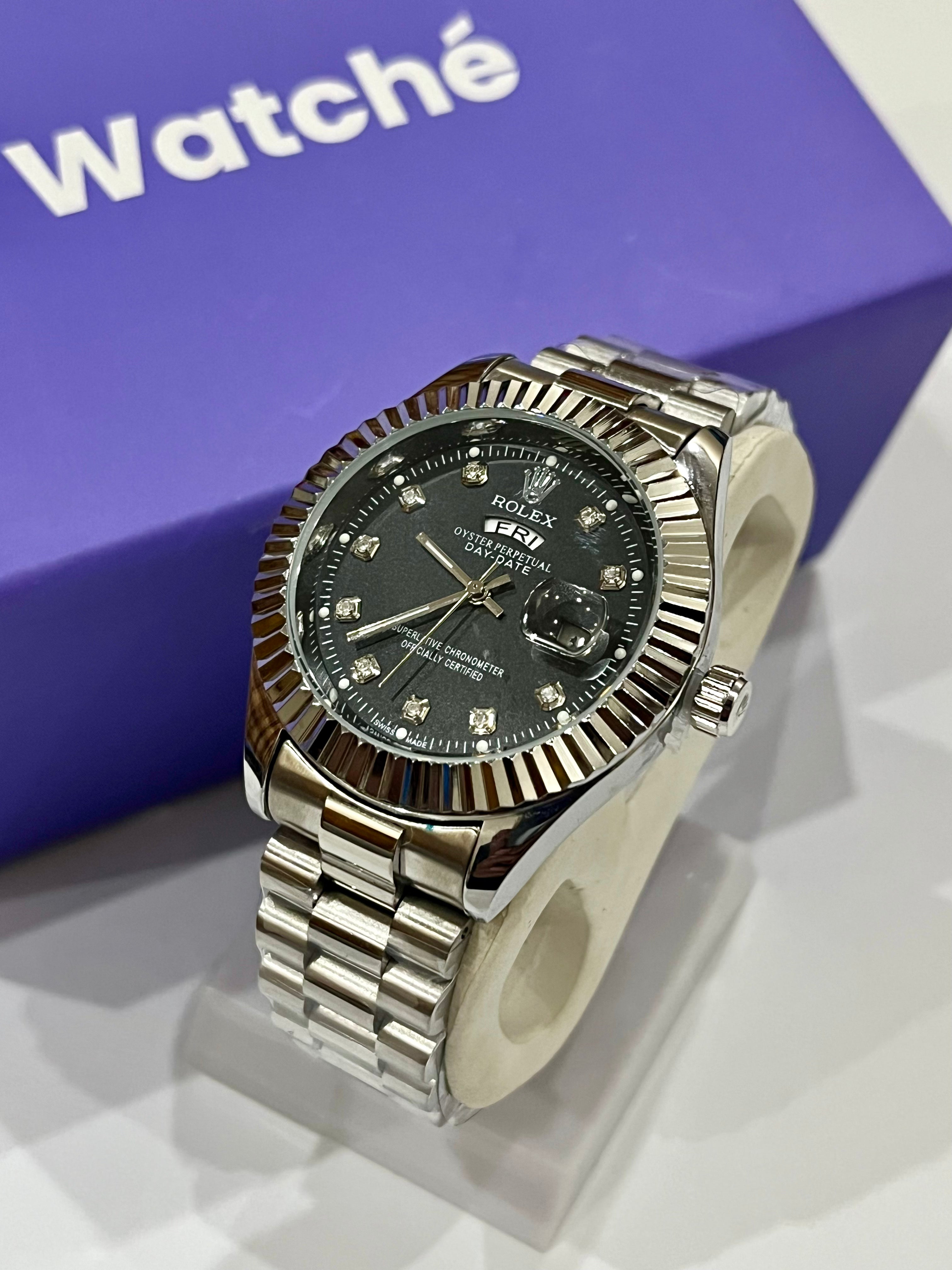 Rolex Day & Date - Silver With Black Dial GRR