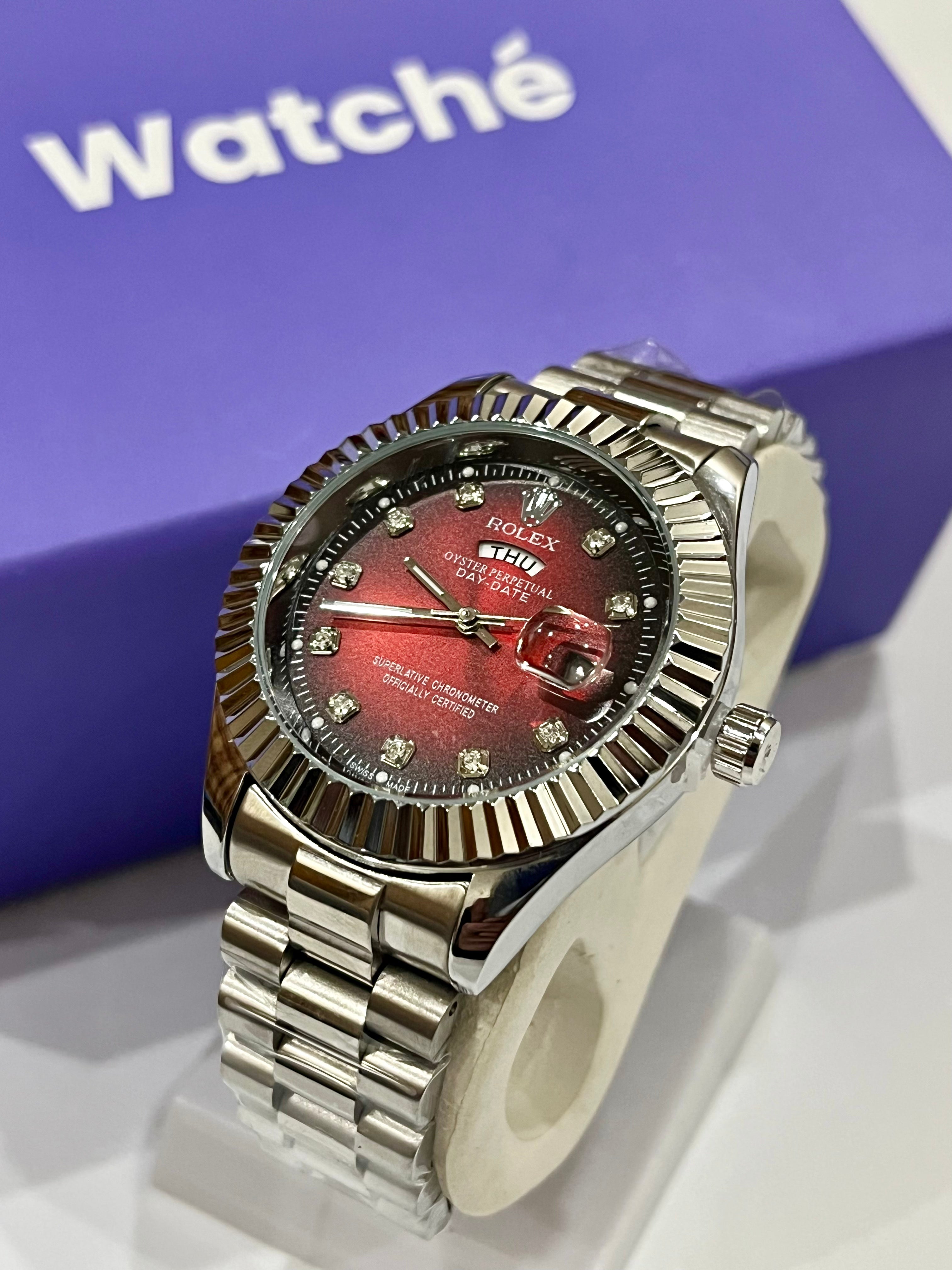 Rolex Day & Date - Silver With Red Dial GRR