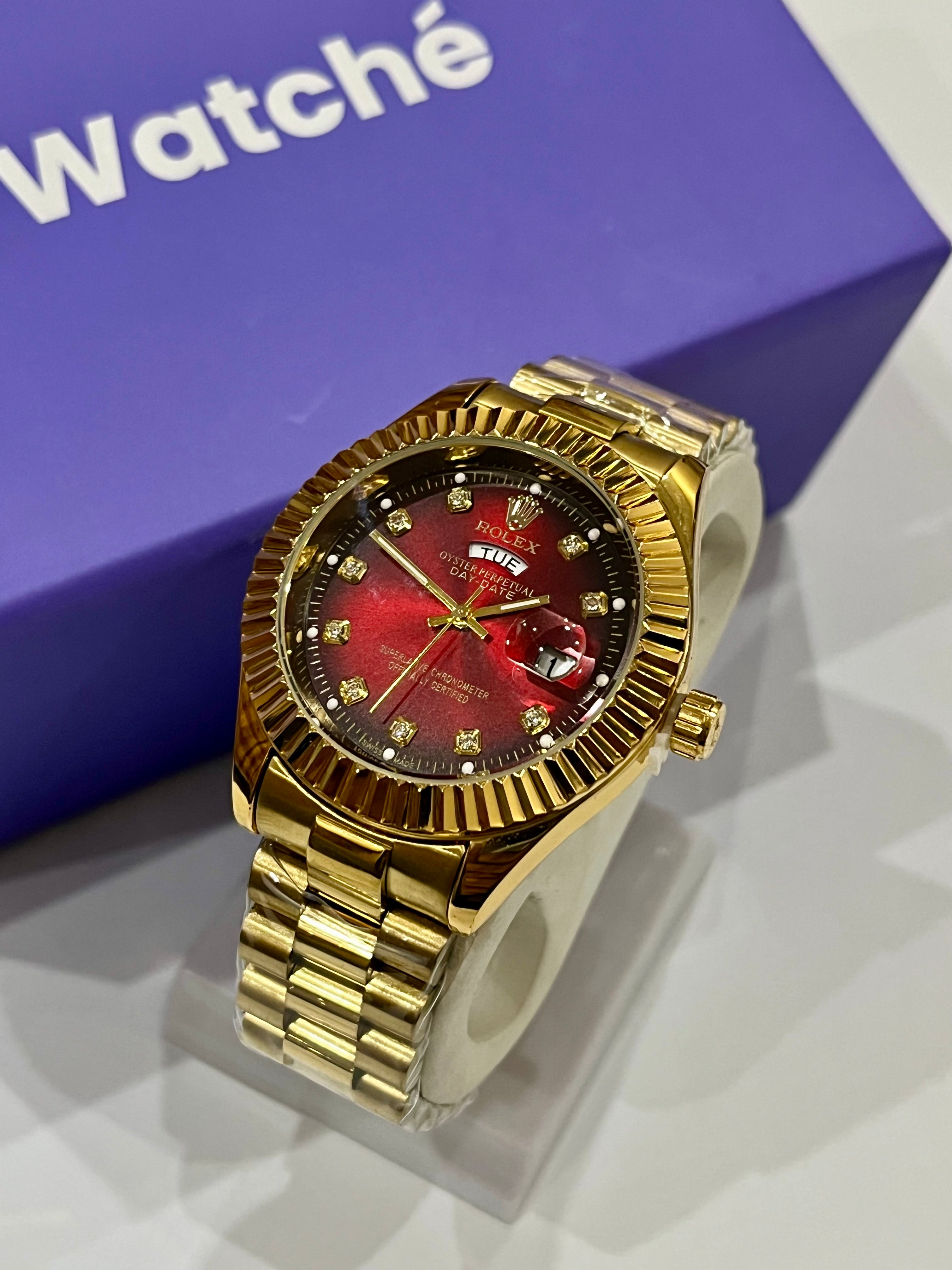 Rolex Day & Date - Golden With Red Dial GRR