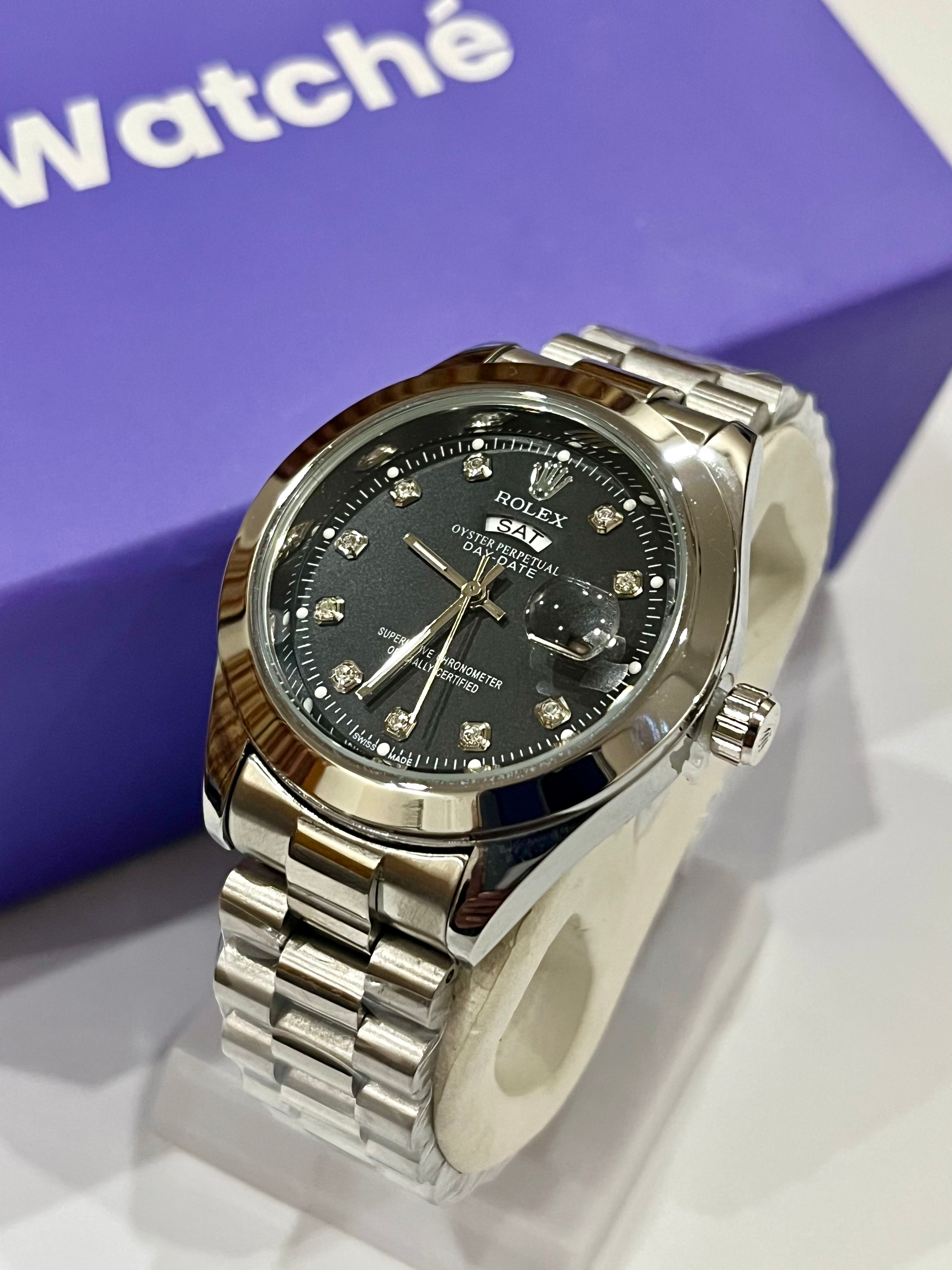 Rolex Day & Date - Silver With Black Dial