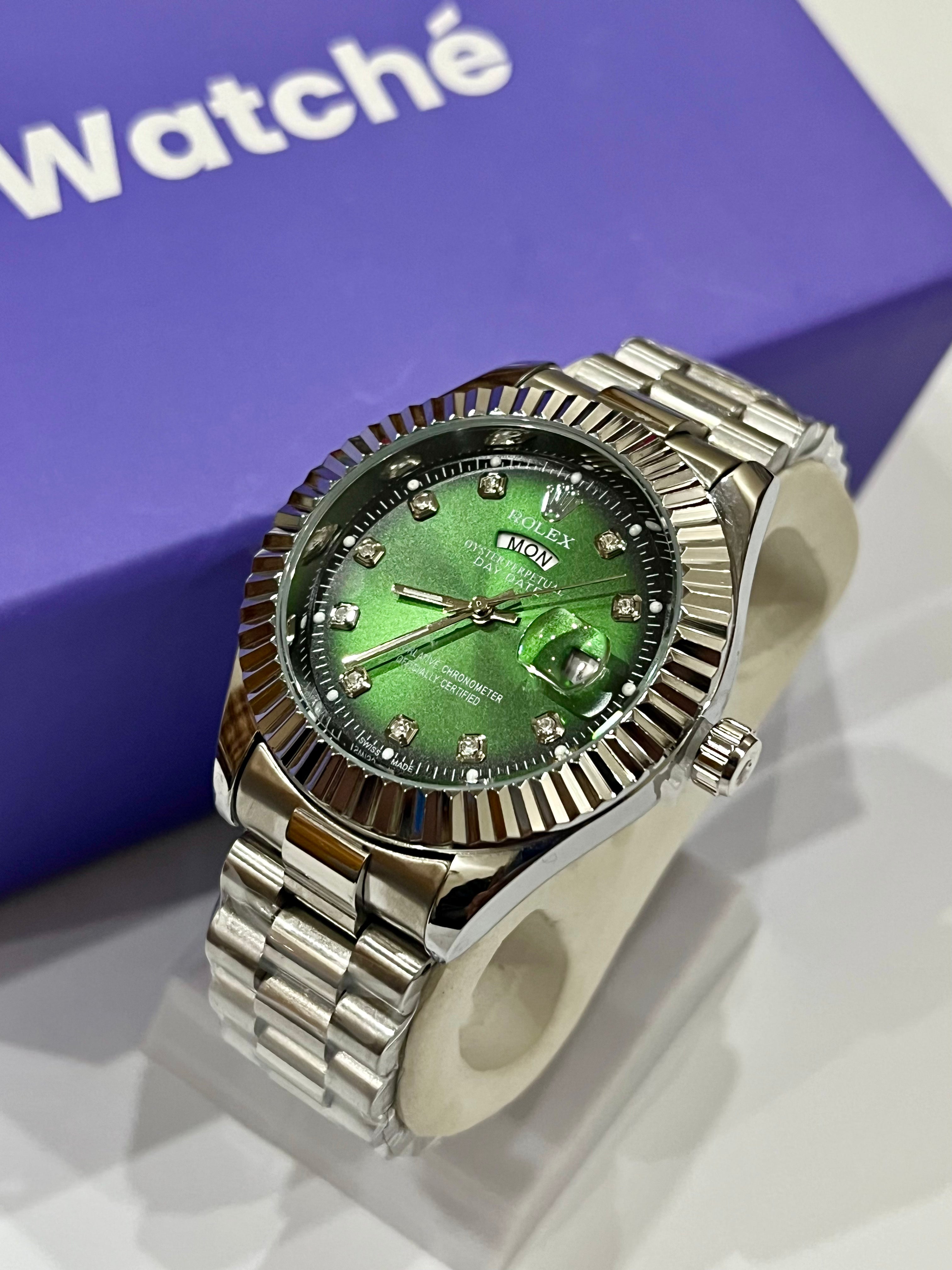Rolex Day & Date - Silver With Green Dial GRR