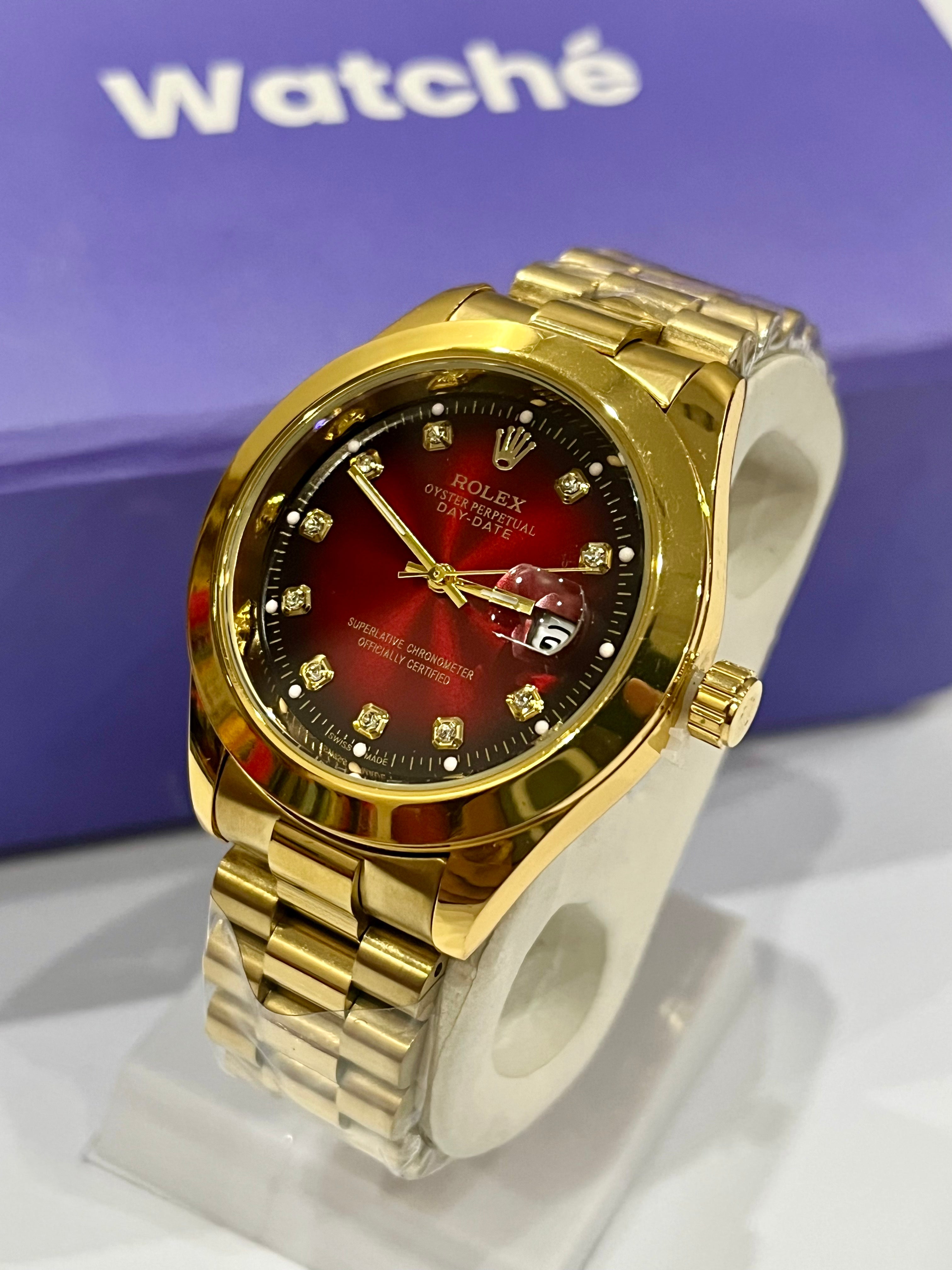 RLX Men - Date Only - Golden With Red Dial