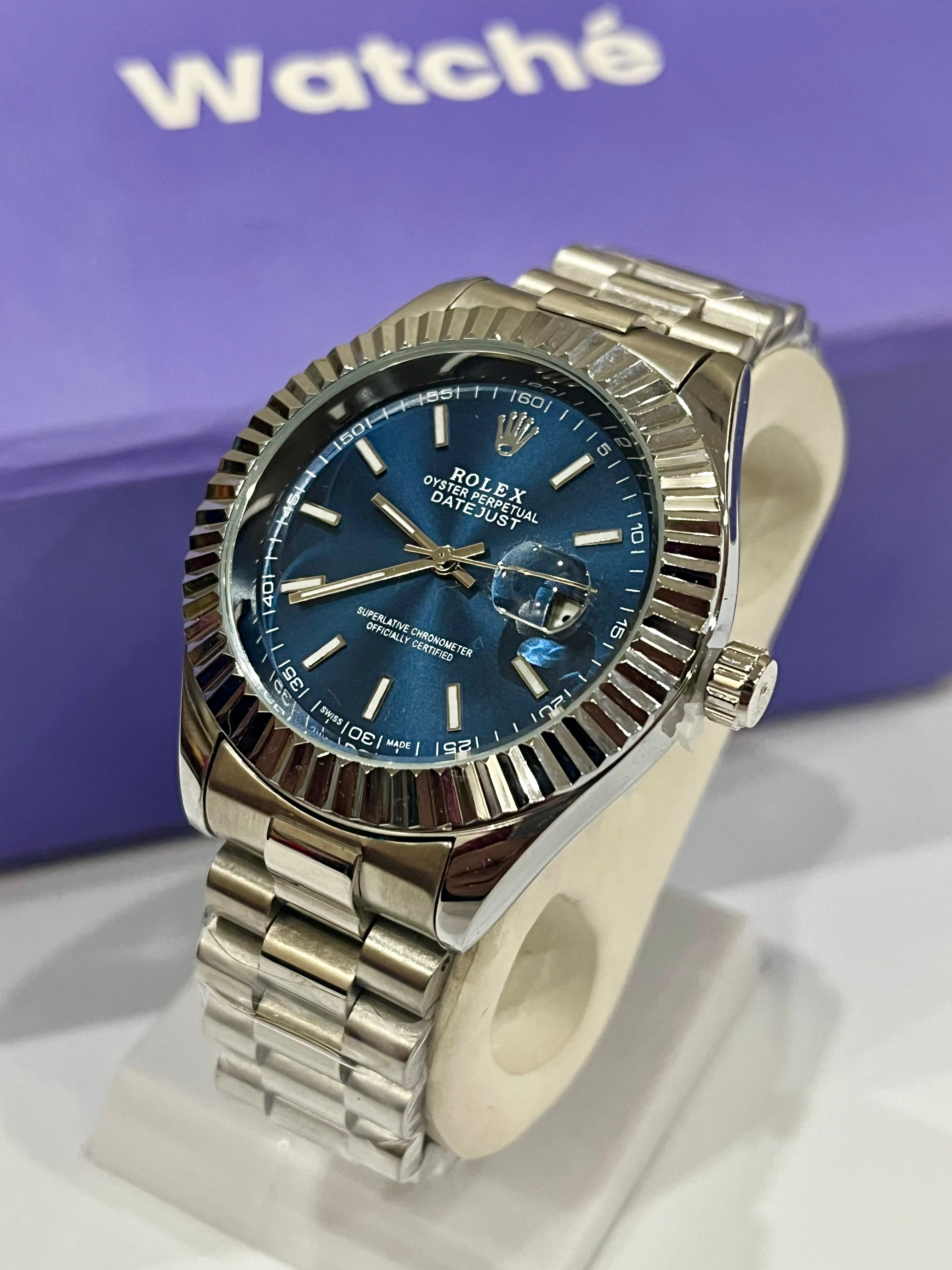 RLX Men - Date Only - Silver With Blue Dial GRR LNG