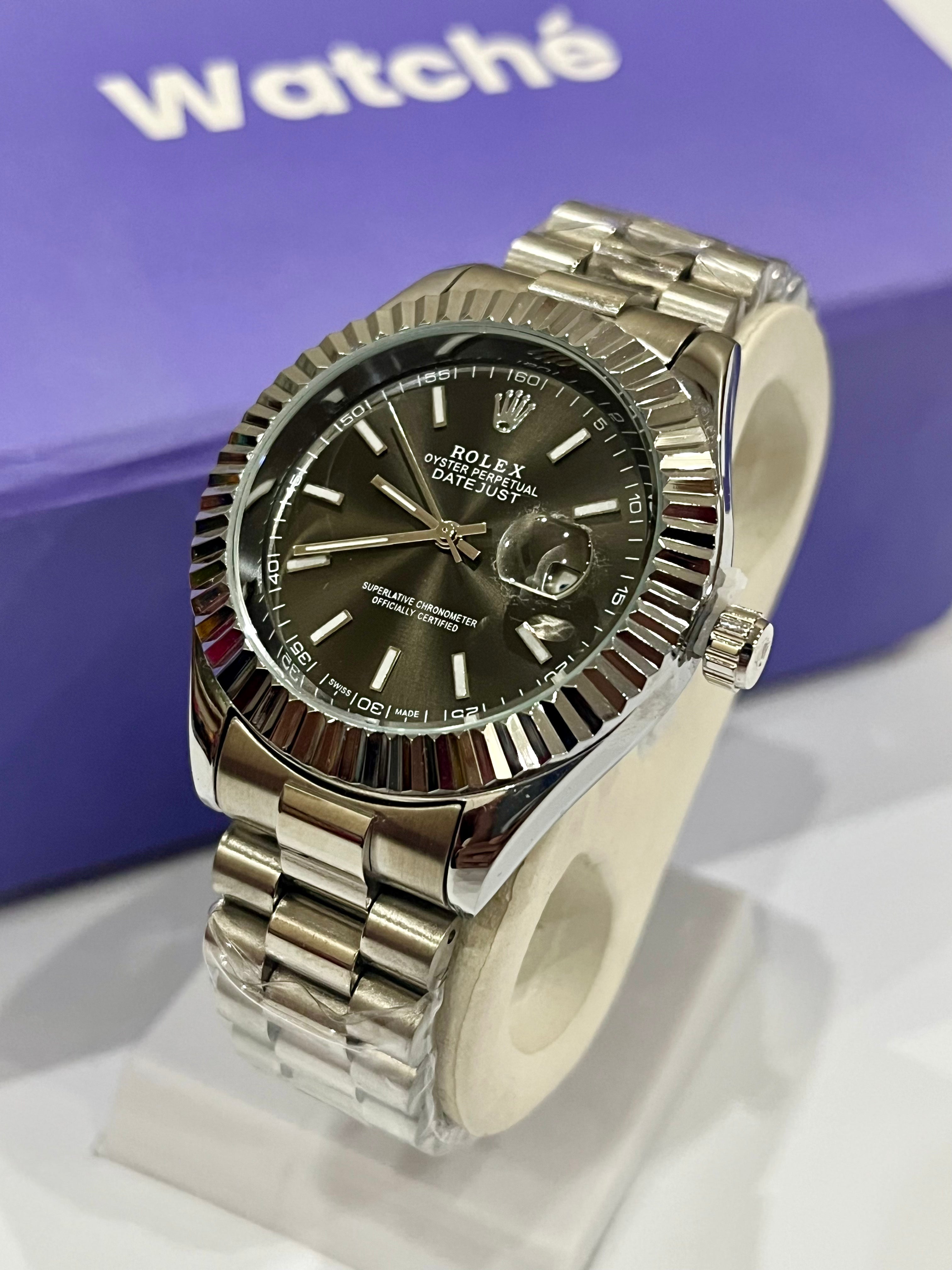 RLX Men - Date Only - Silver With Black Dial GRR LNG