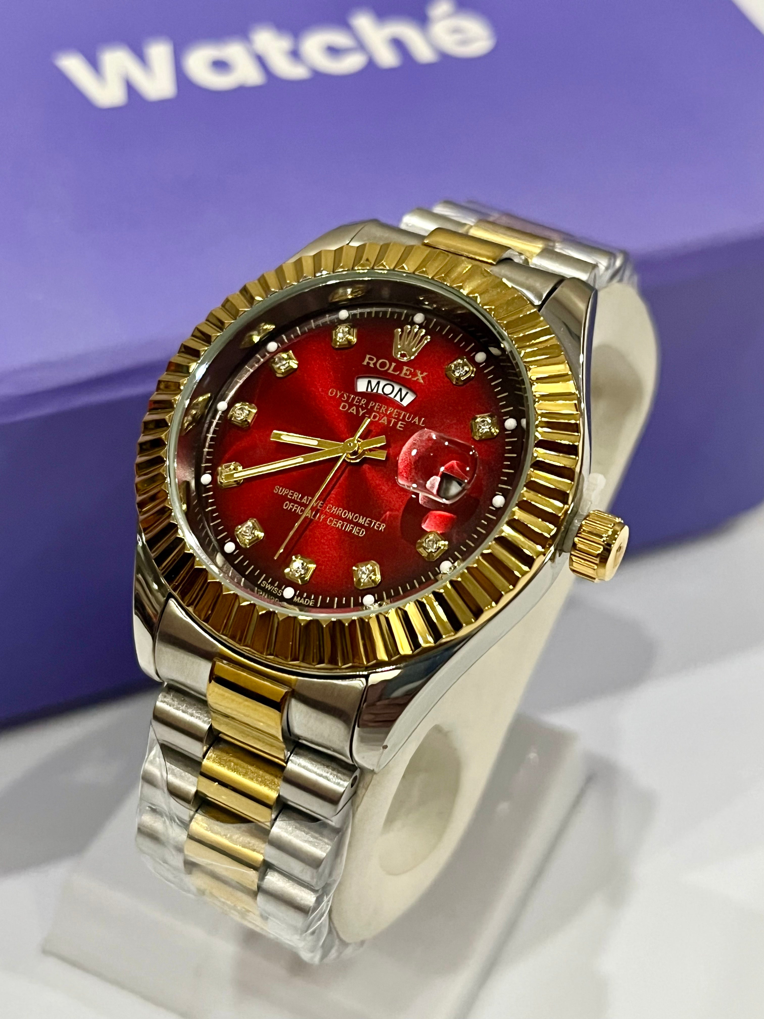 RLX Men - Day & Date - Two Tone Red Dial GRR