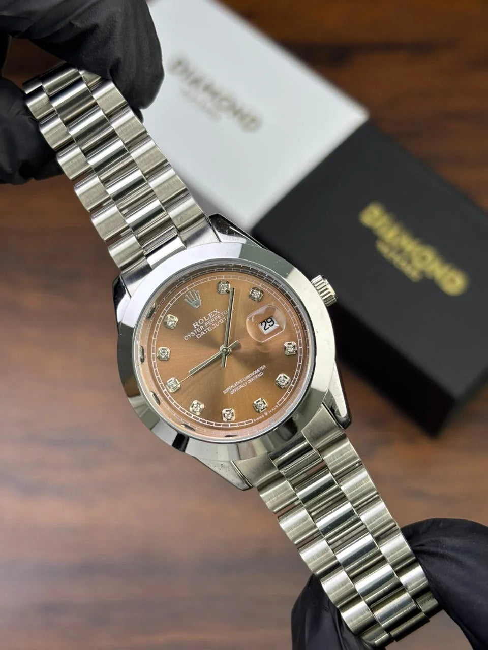 Men - Date Only - Silver With Brown Dial CL