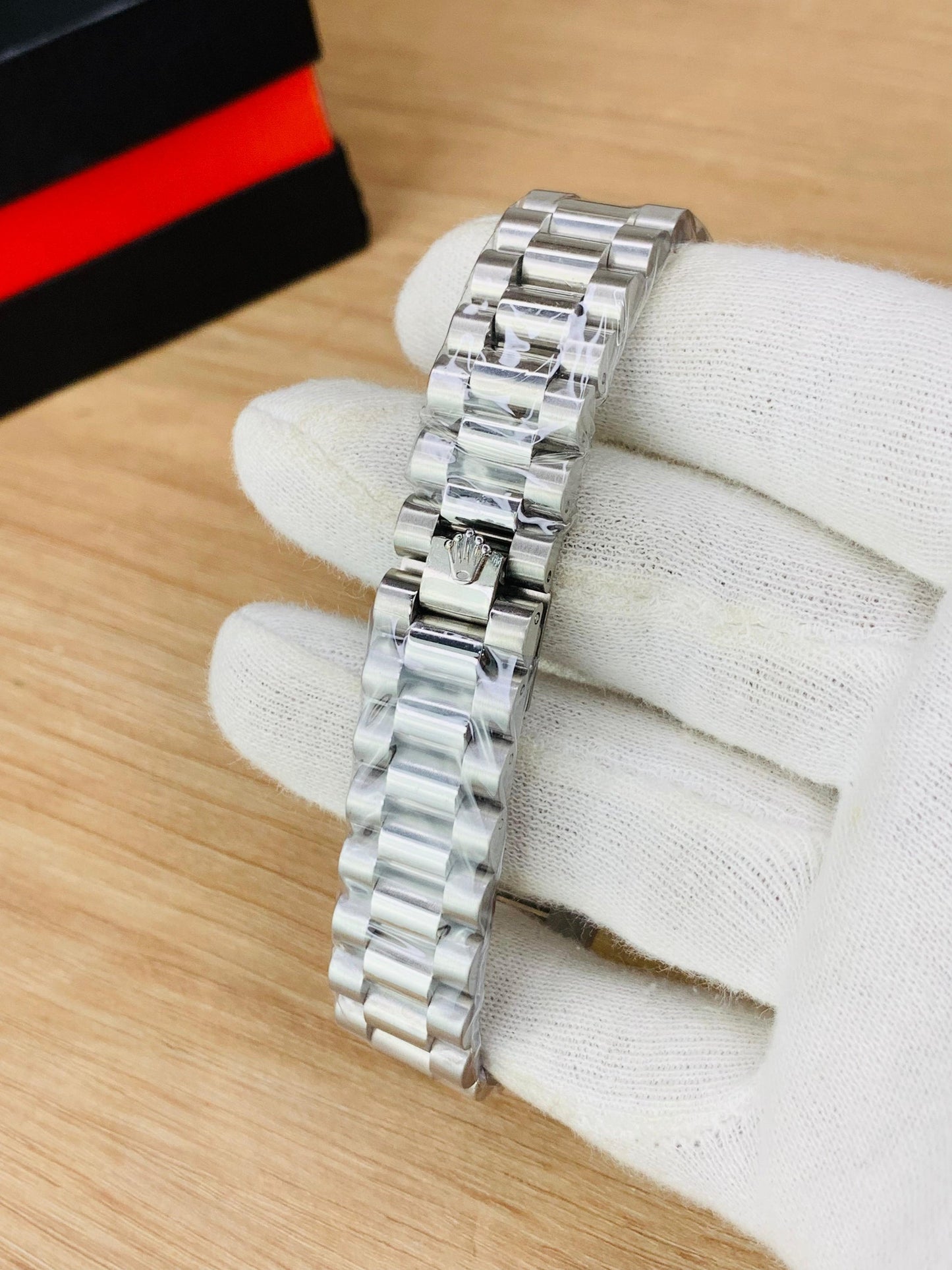 Rolex Silver Black Stainless Steel Watch