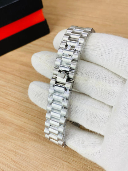 Rolex Silver Black Stainless Steel Watch