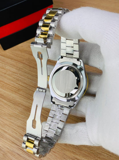 Rolex Golden White Stainless Steel Watch