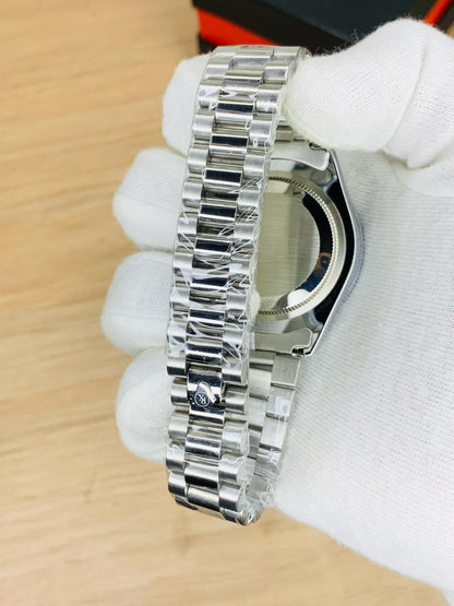 Rolex Silver Blue Stainless Steel Watch